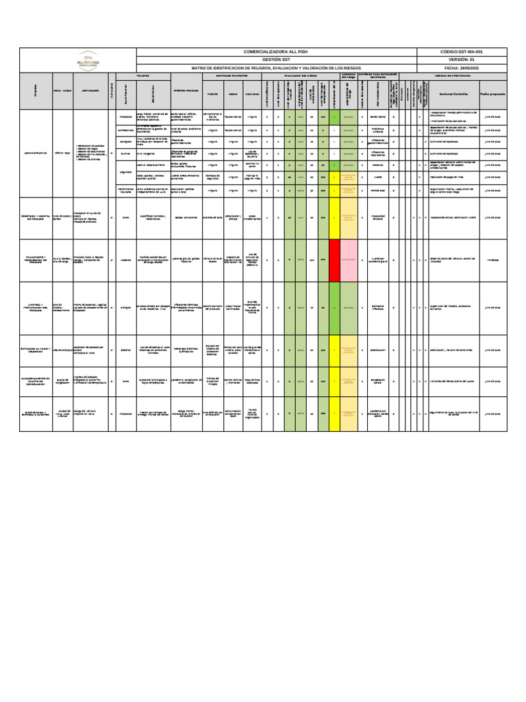 Matriz de Riesgos en Gestión SST All Fish | PDF | Estrés (biología ...