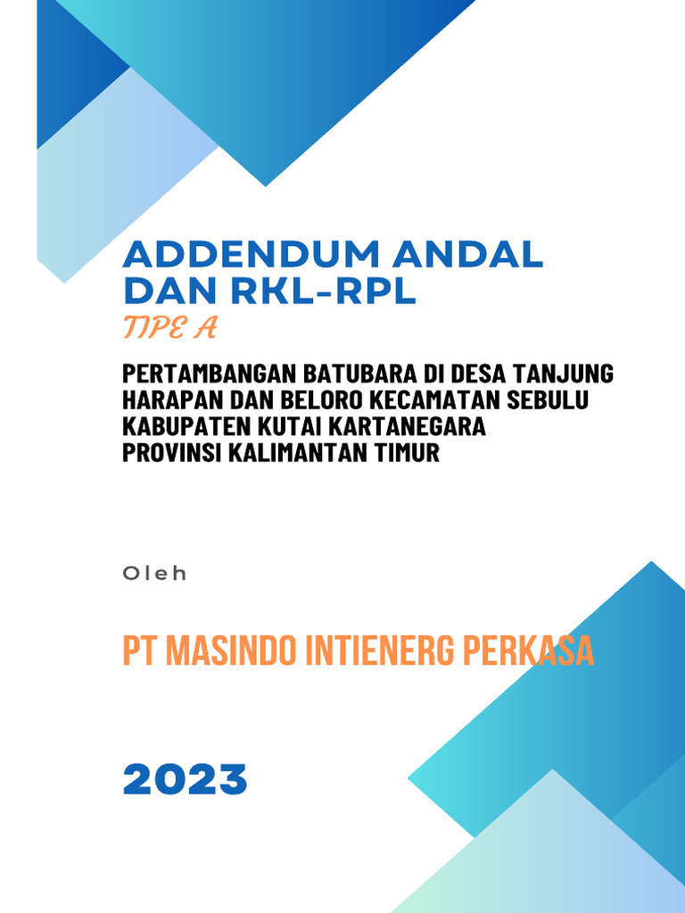 Addendum RKL-RPL Pertambangan Batubara | PDF