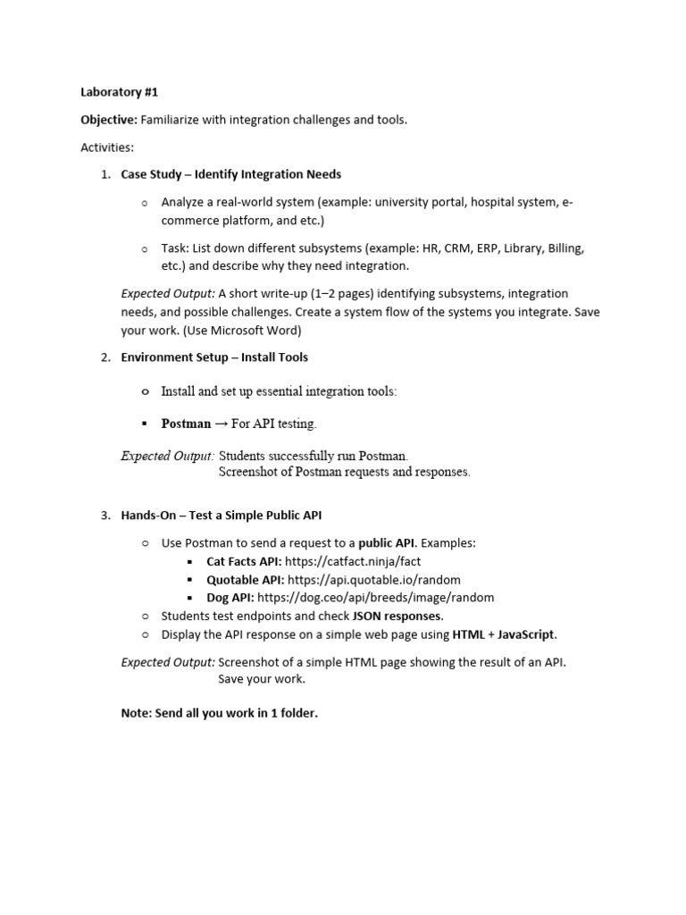 Integration Tools and API Testing Lab | PDF
