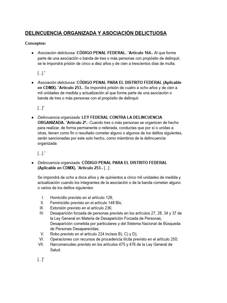 Delincuencia Organizada y Asociación Delictuosa | PDF | Crimen ...