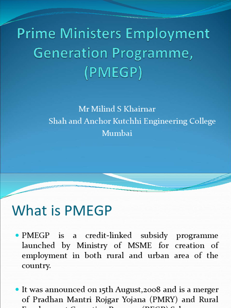 Overview of PMEGP Scheme | PDF | Economies