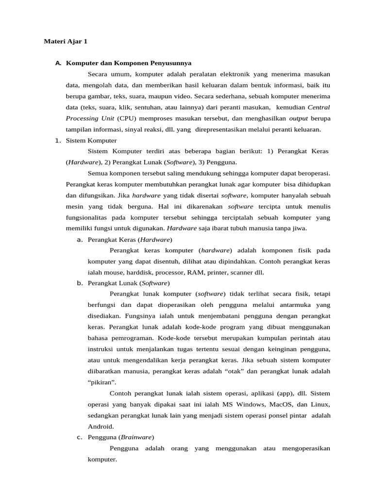 Materi Ajar Pertemuan 1 September | PDF