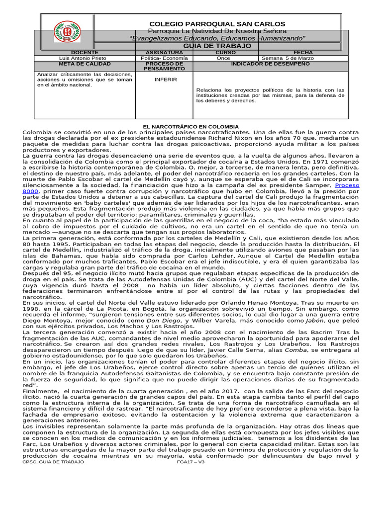 Evolución del Narcotráfico en Colombia | PDF | Comercio ilegal de ...