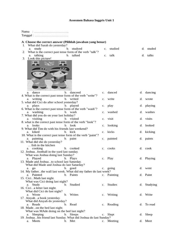 English Assessment Unit 1: Past Tenses | PDF | Chess Theory | Chess