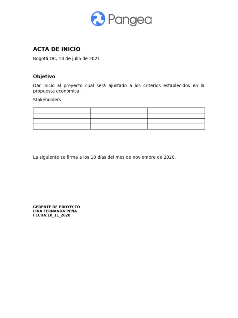 Acta de Inicio | PDF