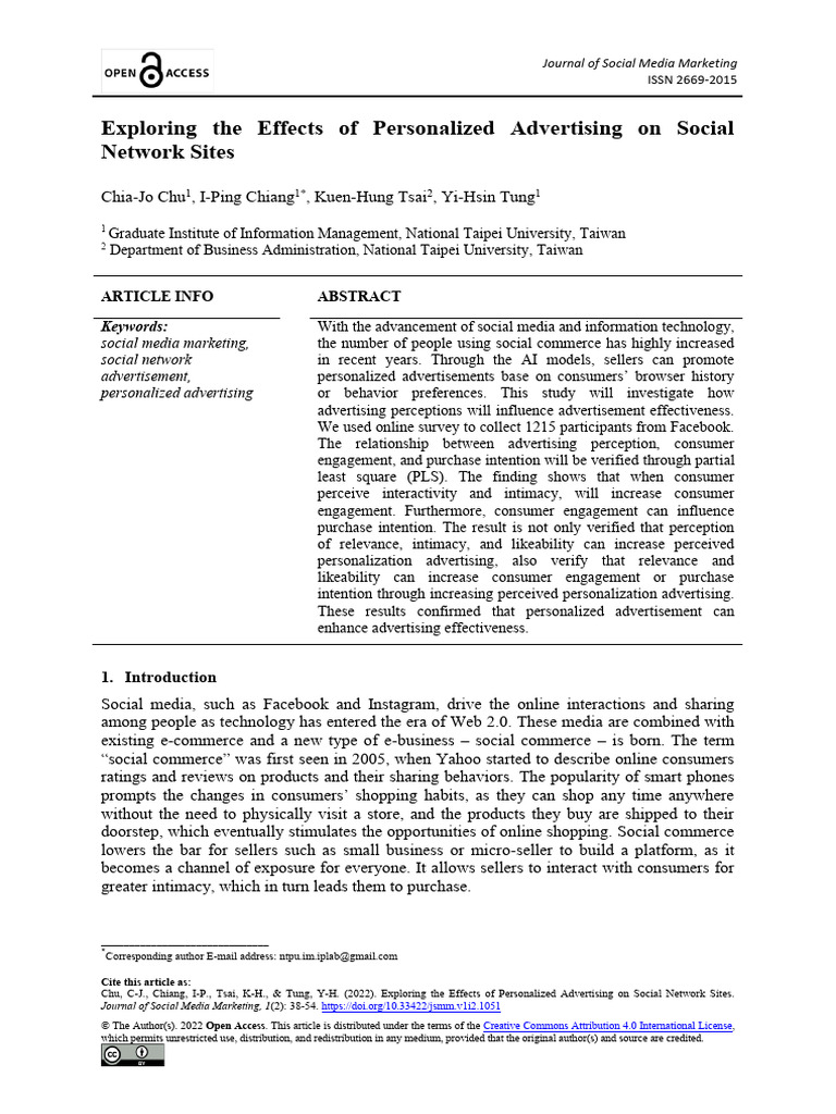 Exploring The Effects of Personalized Advertising | PDF | Social Media ...