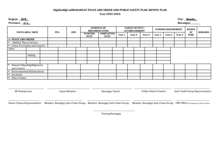 Barangay Peace and Order Plan 2022-2024 | PDF | Law Enforcement | Crime ...