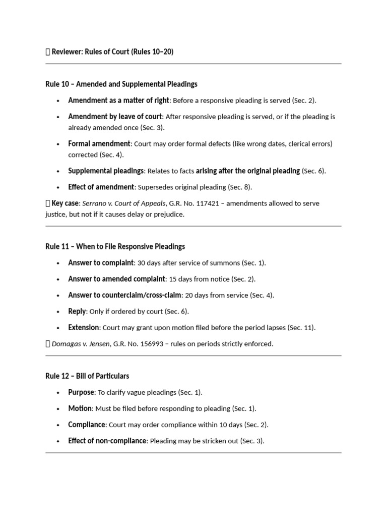 Court Rules: Pleadings and Procedures | PDF | Lawsuit | Pleading