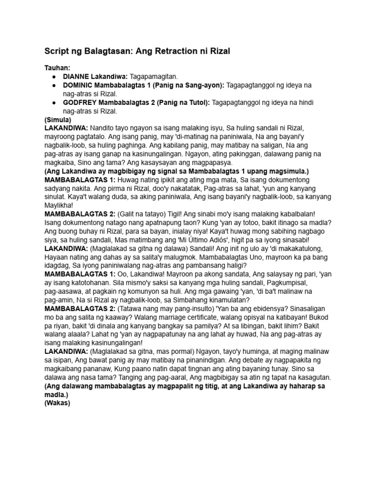 Balagtasan Script | PDF