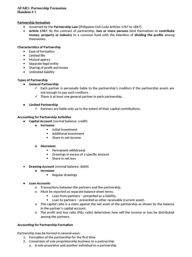Partnership Formation and Accounting Guide | PDF | Partnership | Debits ...
