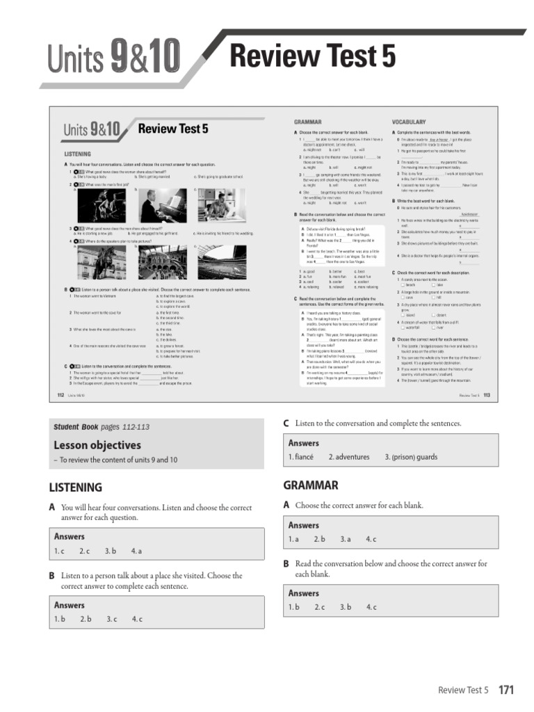 SURPASS 2 - Review Test 5 Answer Key | PDF | Linguistic Typology | Syntax