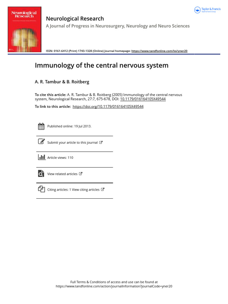 Immunology of the Central Nervous System | PDF | Major ...