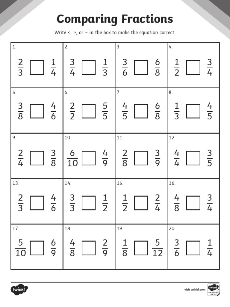 Comparing Fractions Worksheet | PDF