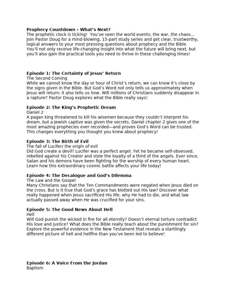 PC-TX Episode Descriptions | PDF | Jesus | Baptism