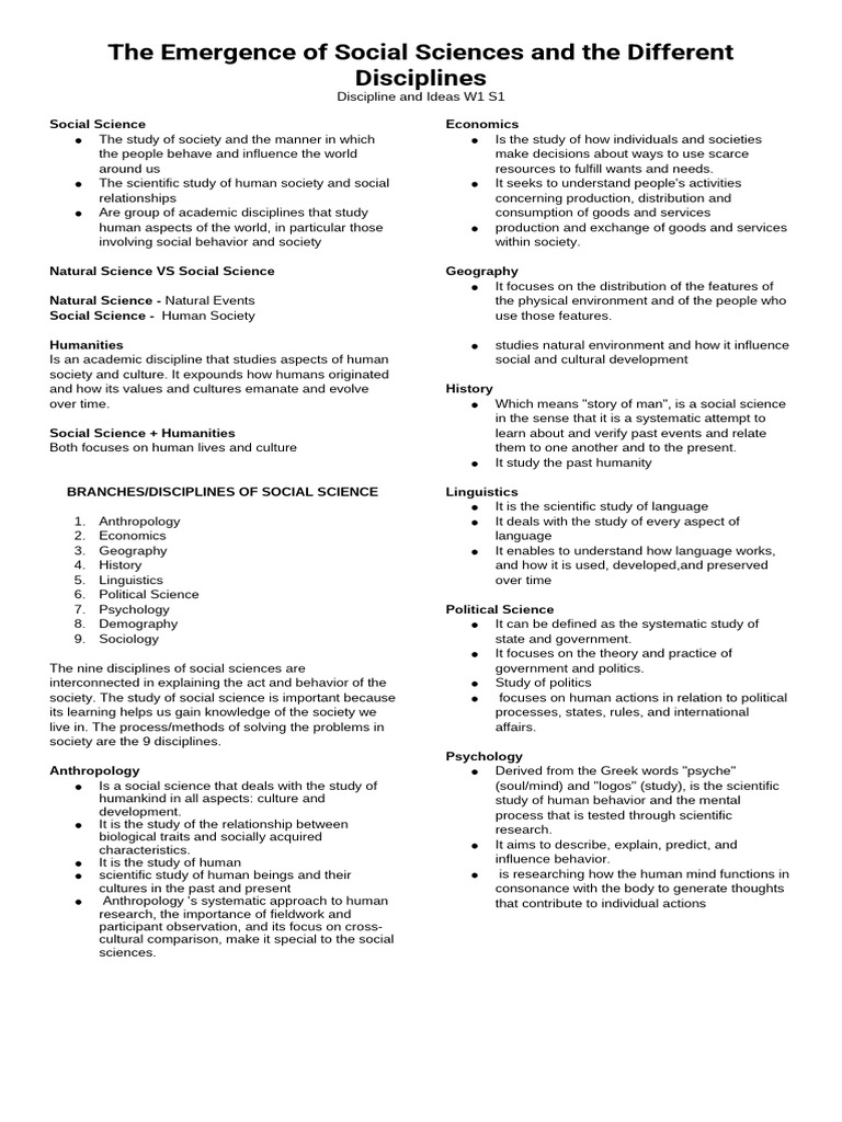 Overview of Social Science Disciplines | PDF | Social Sciences | Science