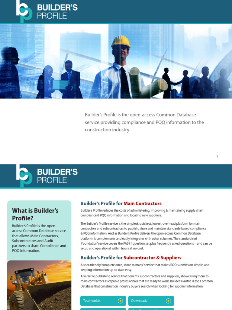 Builder's Profile Overview for Contractors | PDF | Supply Chain | Databases