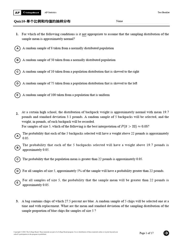 Sampling Distributions in AP Statistics | PDF | Standard Deviation ...