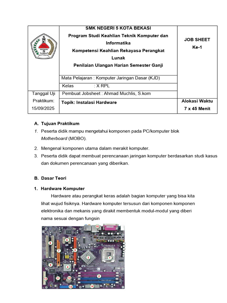 Praktikum Instalasi Hardware KJD RPL | PDF