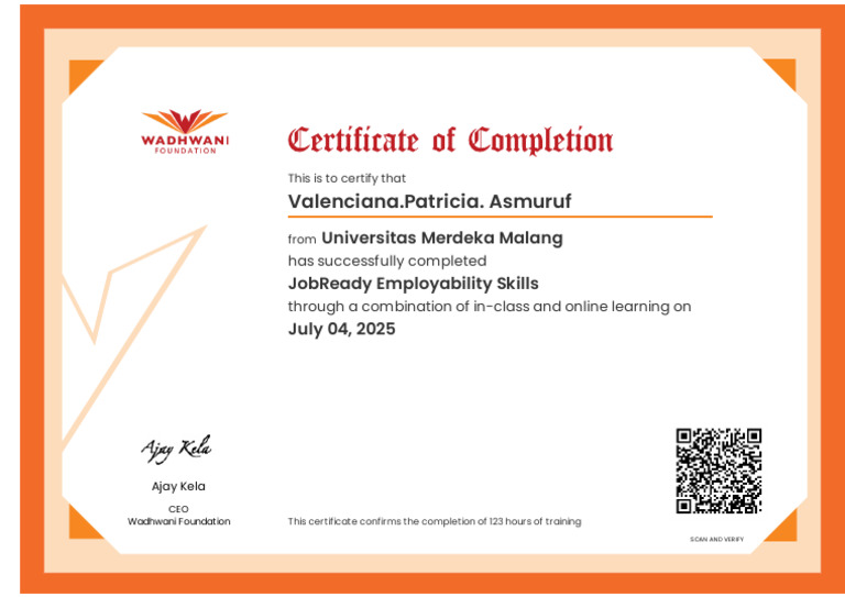 Wadhwani Foundation Certificate - 68677d9ddbb1c636120739a5 | PDF