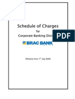 Schedule of Charges For Corporate Banking