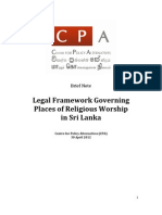 Legal Framework Governing Places of Religious Worship in Sri Lanka