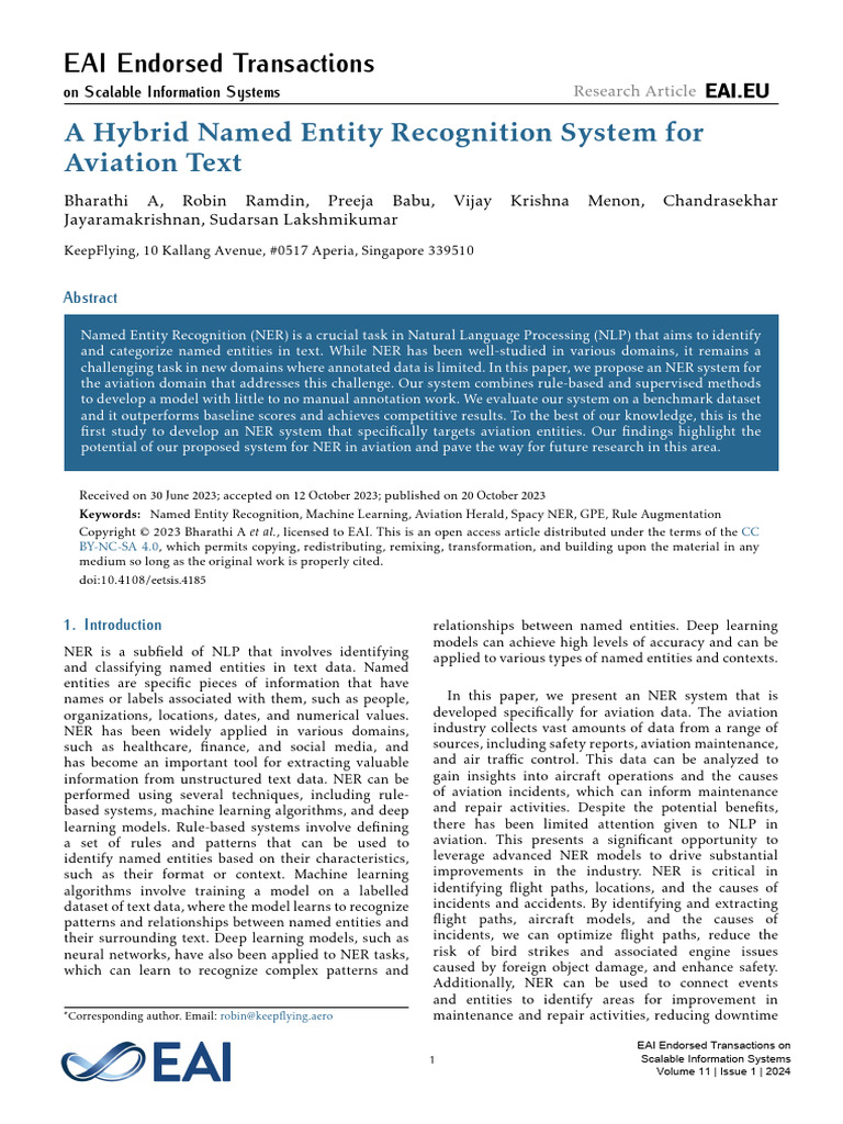 Hybrid NER System for Aviation Text | PDF | Machine Learning | Accuracy ...