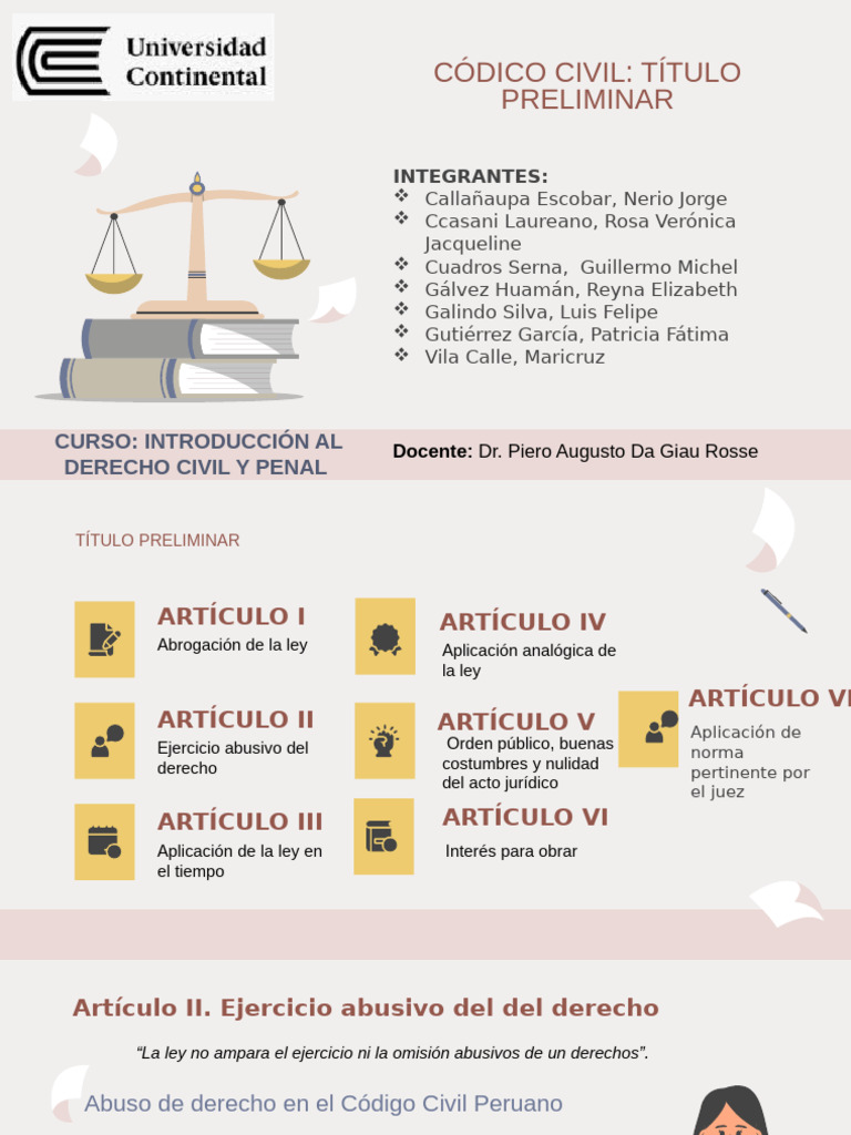 Abuso de Derecho en el Código Civil | PDF | Bienes (Ley) | Ley común