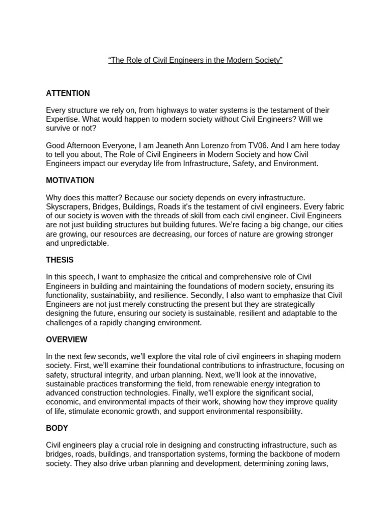 Role of Civil Engineers in Society | PDF | Infrastructure | Sustainability