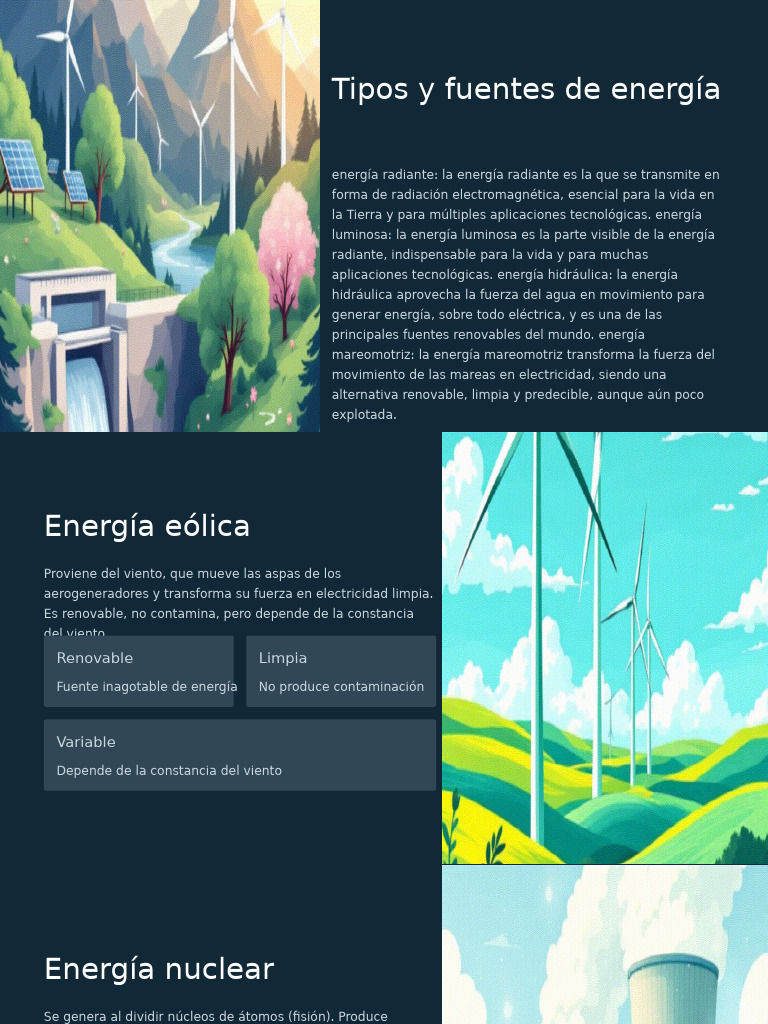 Tipos y Fuentes de Energía Explicados | PDF | Energía renovable ...