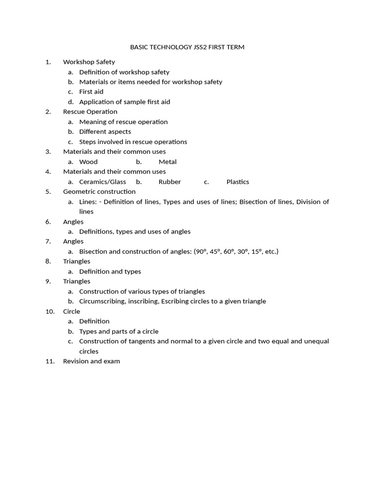 JSS2 Basic Technology First Term Notes | PDF