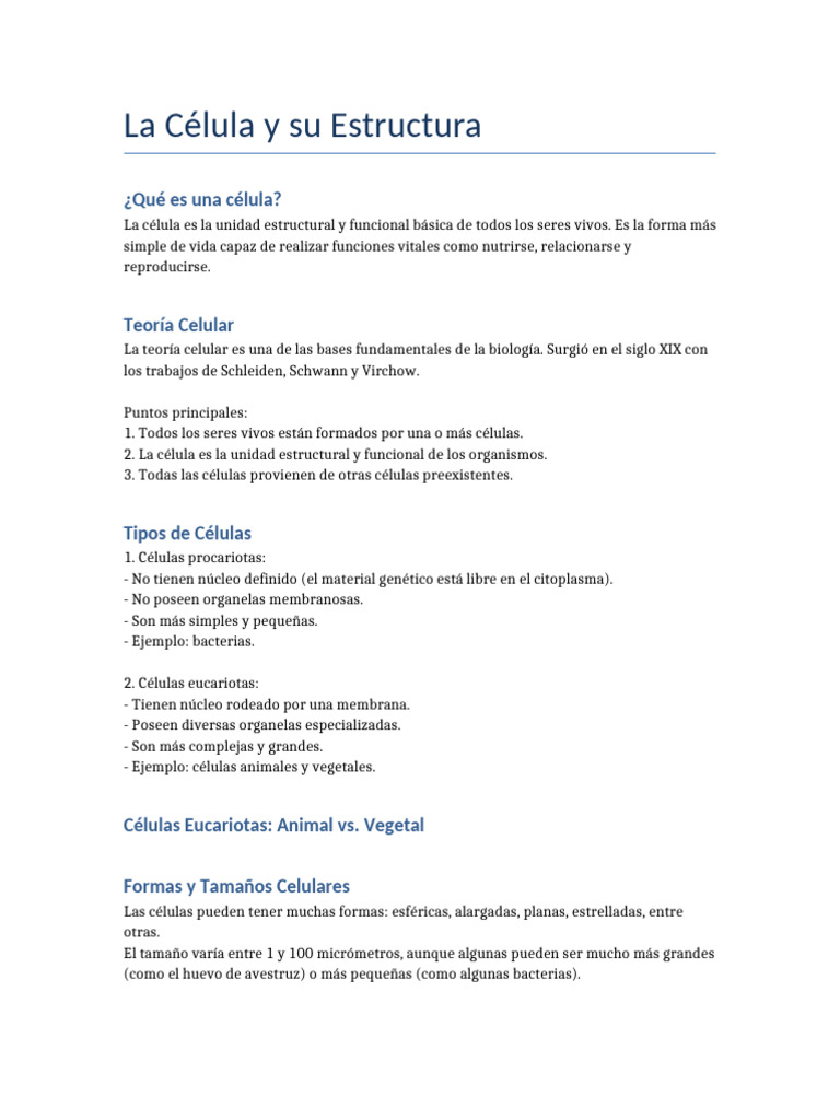Estructura Celular | PDF | Biología Celular) | Citoplasma