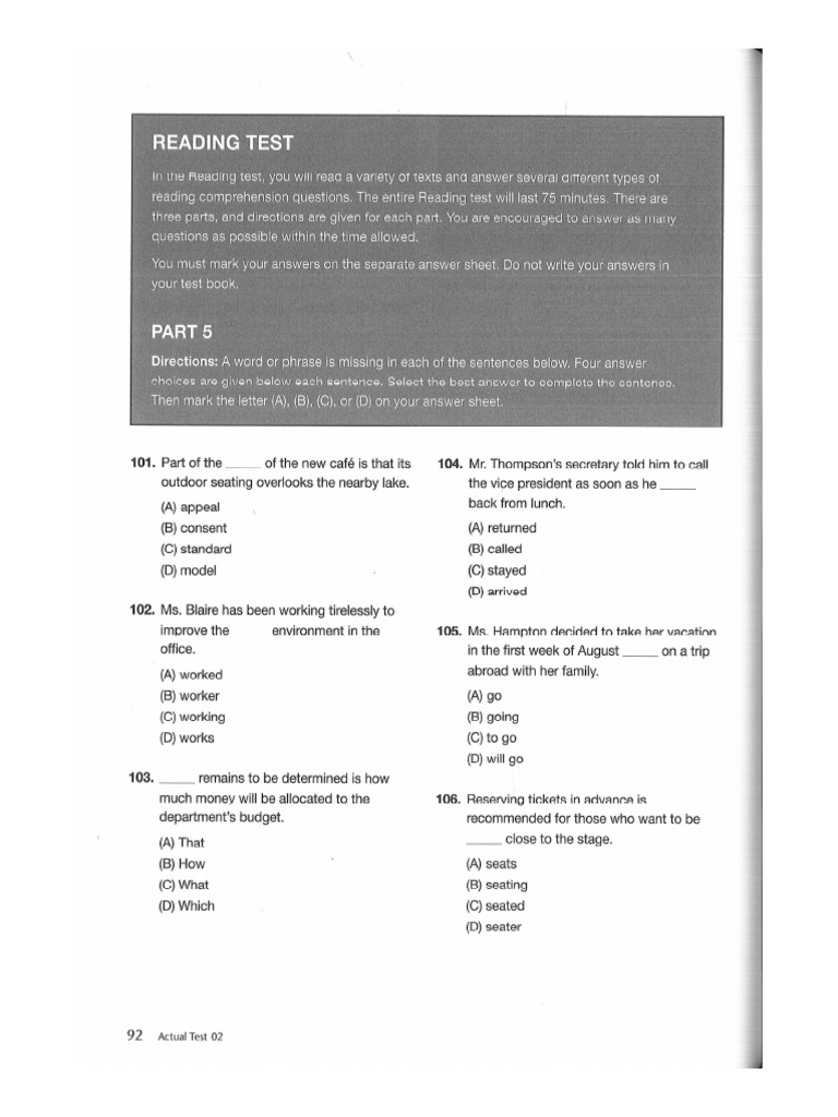 700 Toeic t2 Reading (In 8 Bo 2 Mat) | PDF