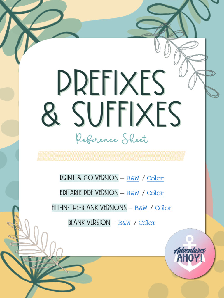 Prefixes and Suffixes Resource Pack | PDF | Intellectual Property Law ...