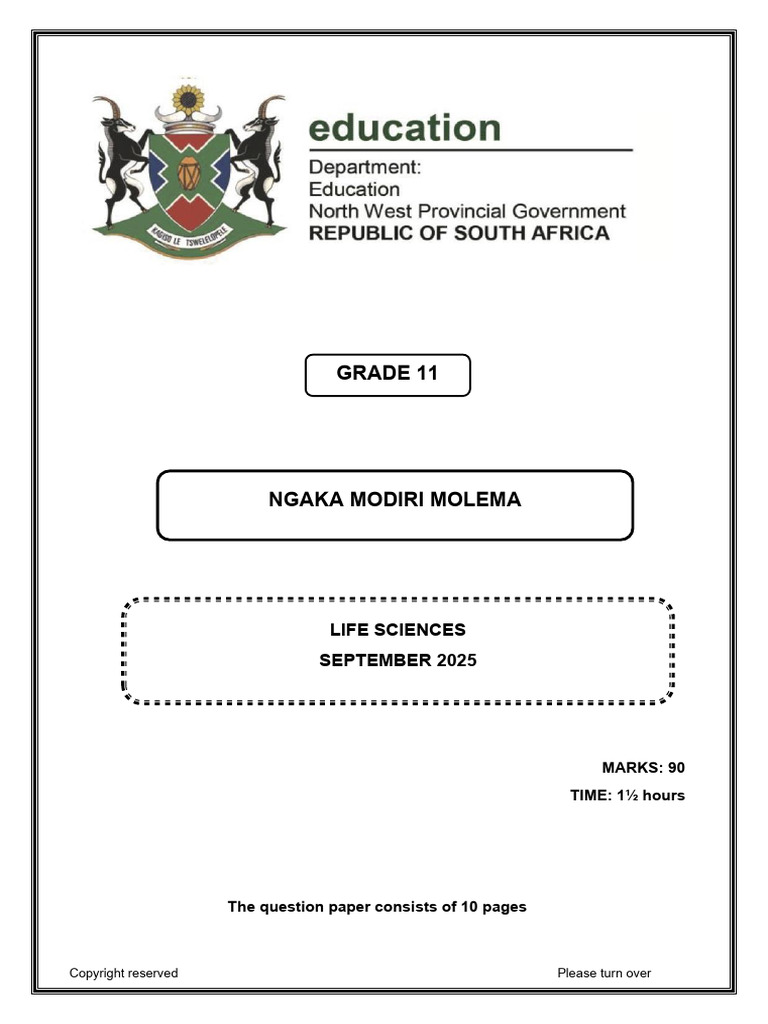 Grade 11 Life Sciences Exam September 2025 | PDF | Breathing | Blood
