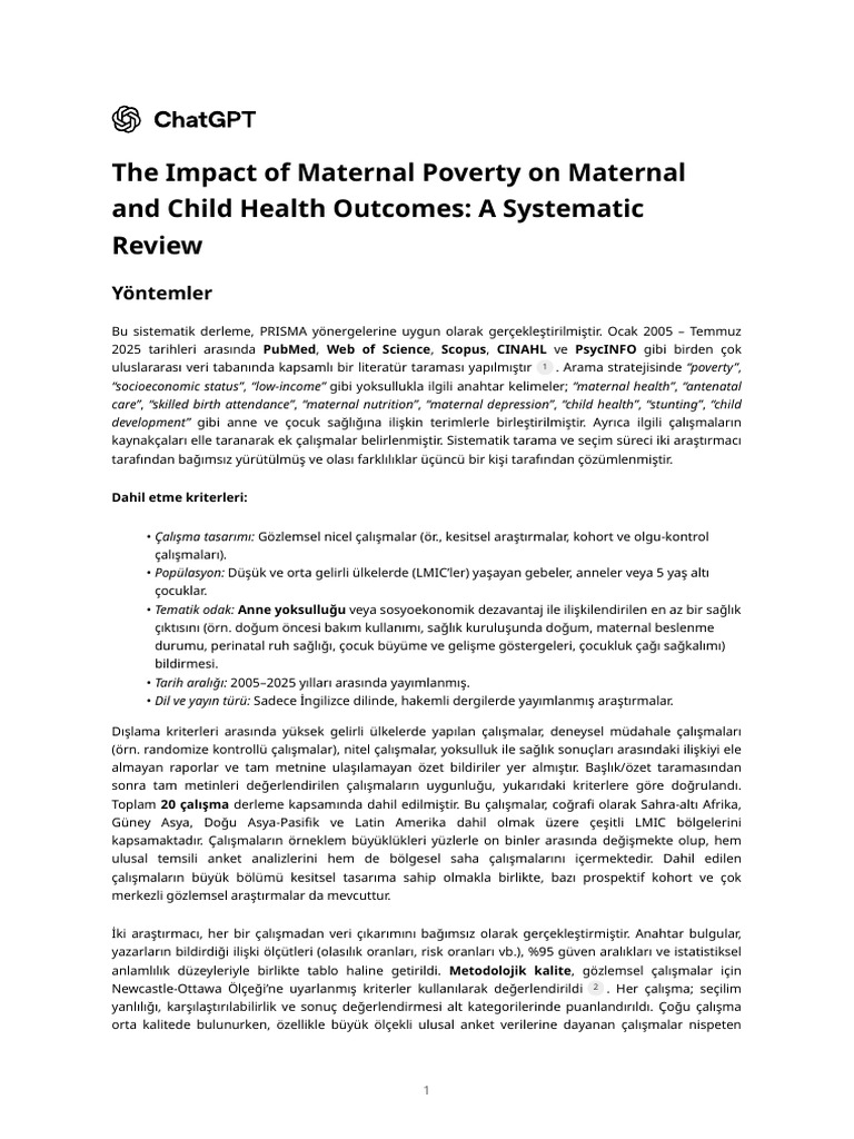 The Impact of Maternal Poverty On Maternal and Child Health Outcomes ...