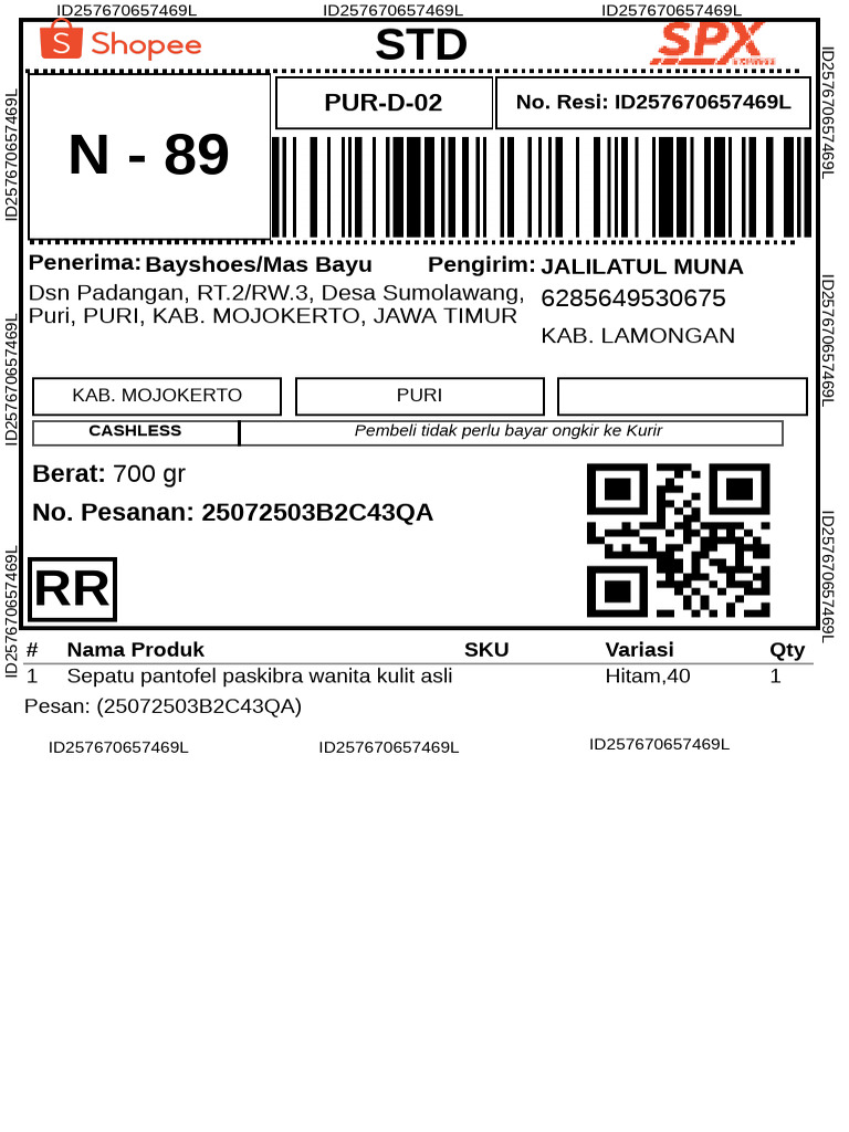 Resi Pengiriman Sepatu Paskibra 700gr | PDF