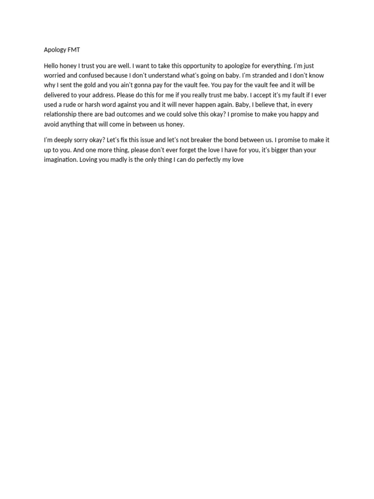 Heartfelt Apology and Reassurance | PDF