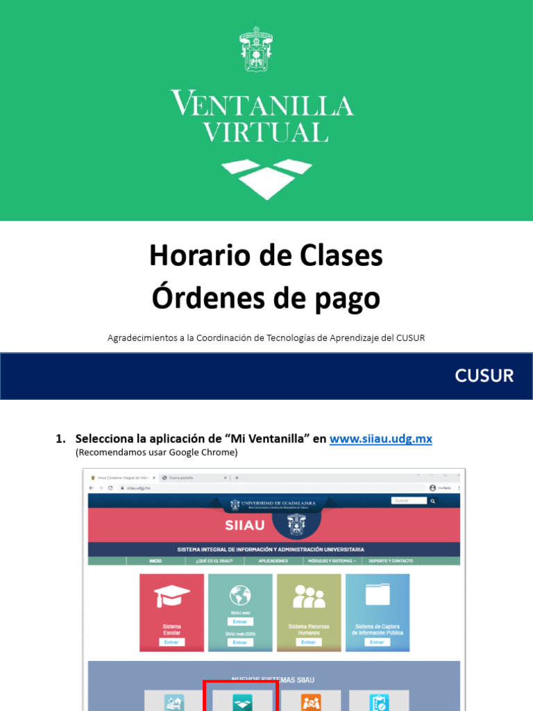 Guia para Obtener La Orden de Pago y Consulta de Horario | PDF