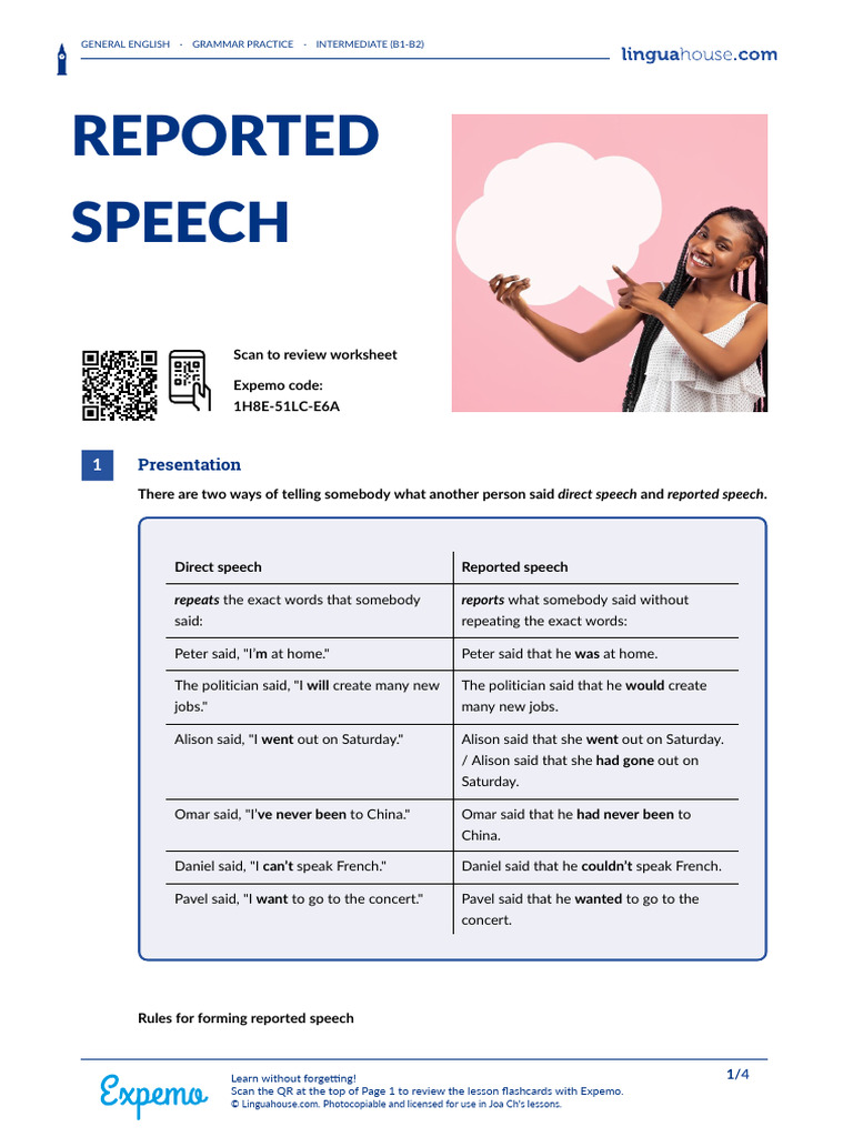 Reported Speech Grammar Guide | PDF | Grammar | Syntax