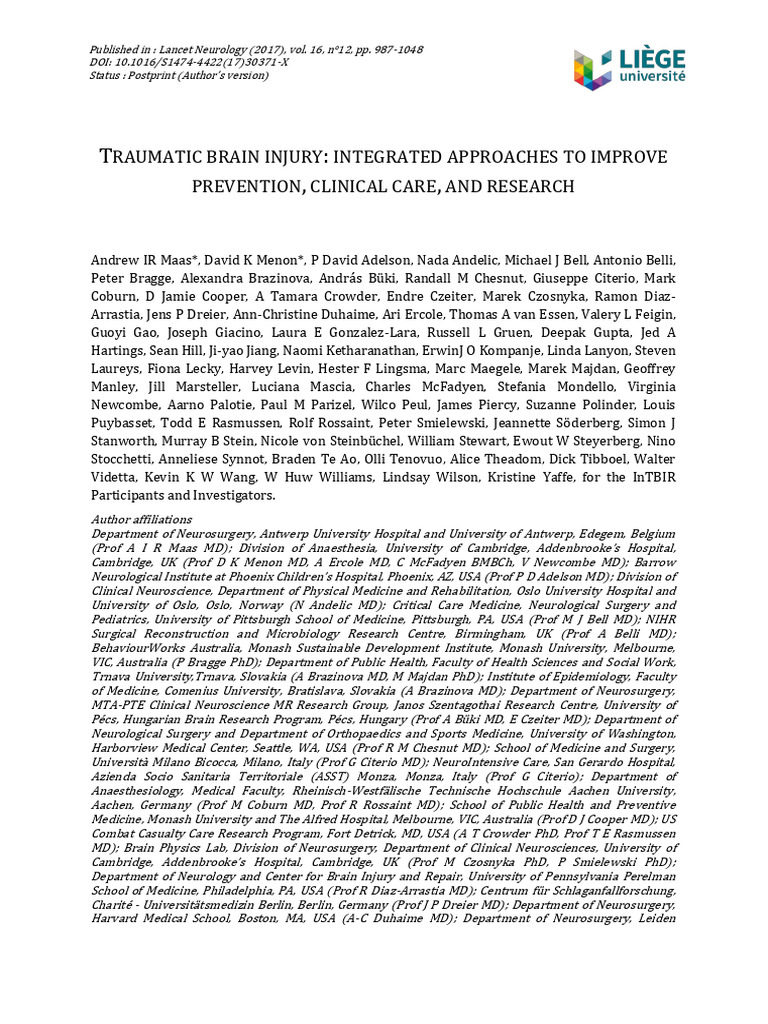 Traumatic Brain Injury: Integrated Approaches | PDF | Traumatic Brain ...