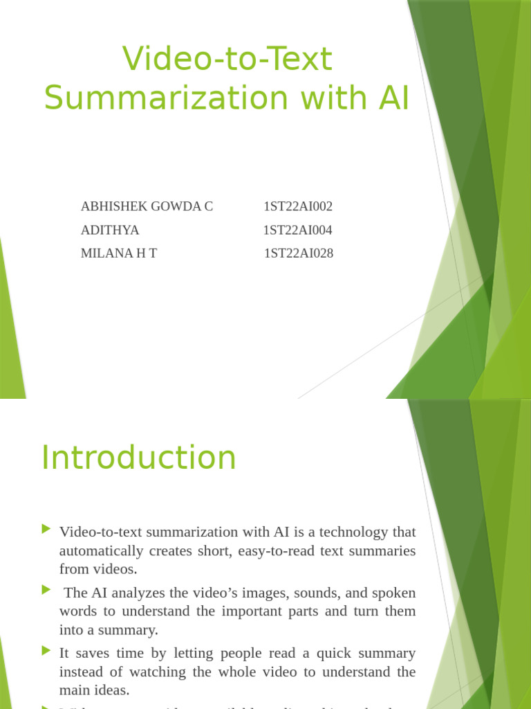AI Video-to-Text Summarization Guide | PDF | Speech Recognition ...