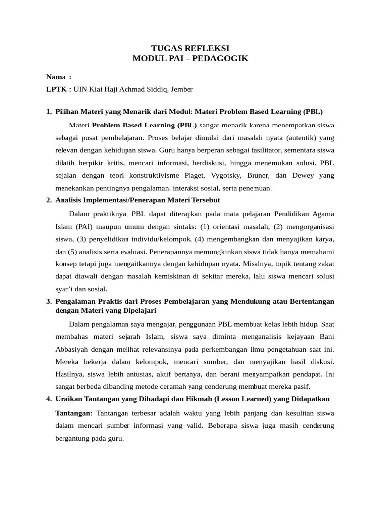 Penerapan Problem Based Learning dalam PAI | PDF