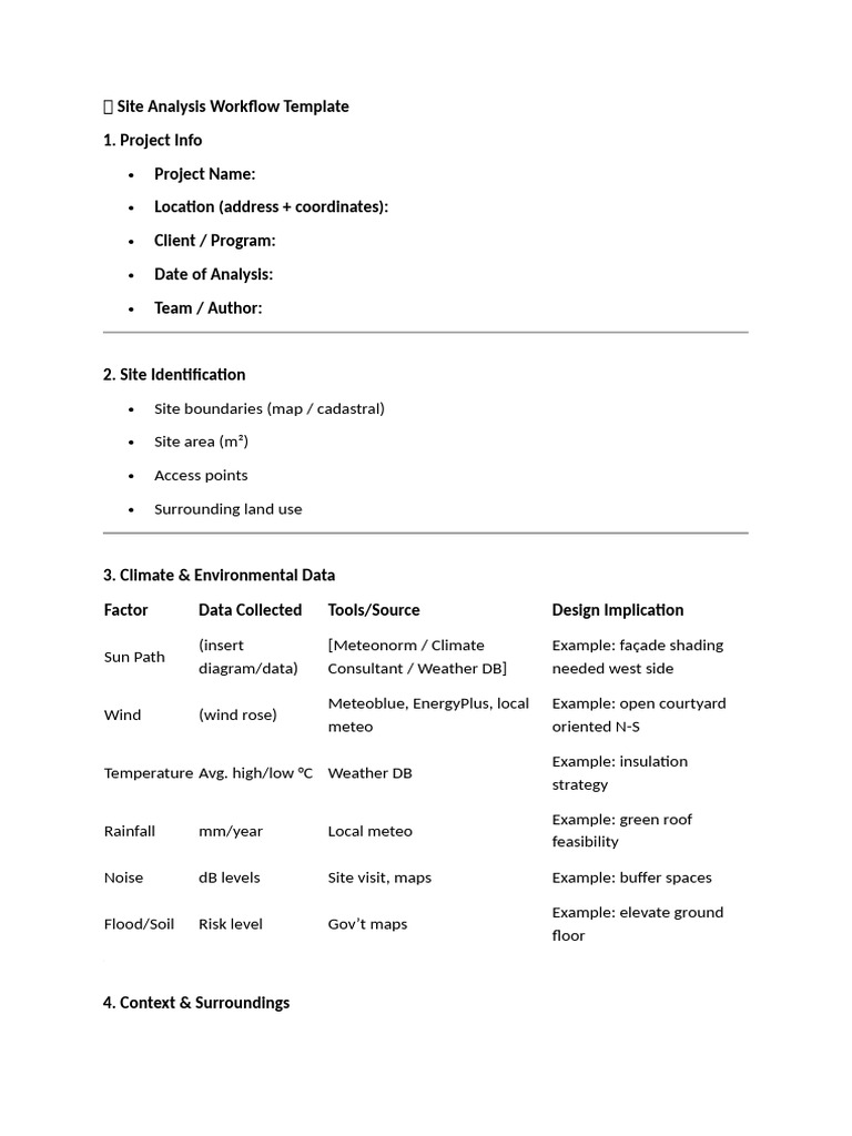 Site Analysis Workflow Template | PDF | Map | Physical Geography