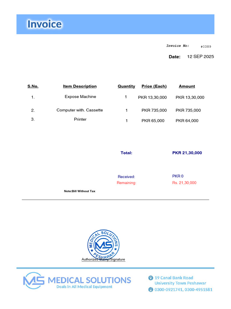 Expose Machine PC Printer Bill 389 | PDF