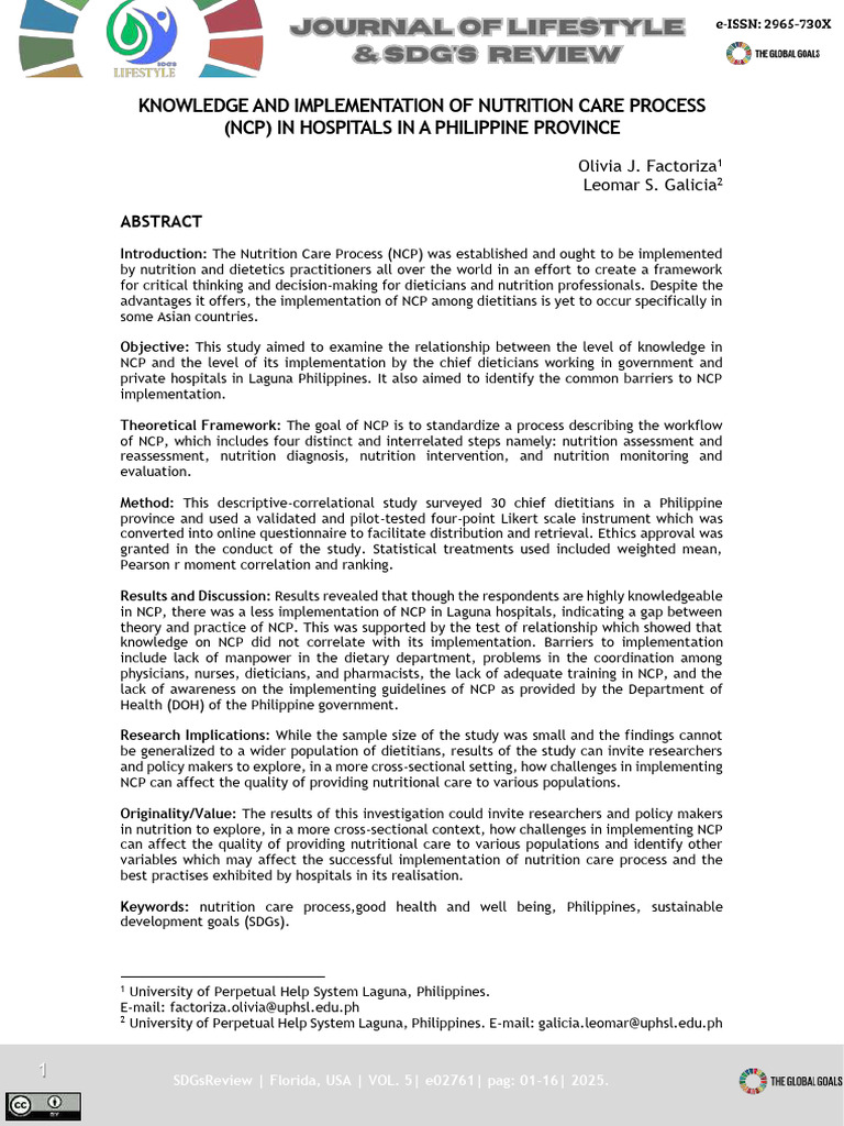 Nutrition Care Process in Philippine Hospitals | PDF | Dietitian ...