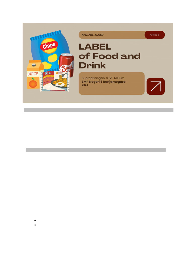 Pembelajaran Teks Label Makanan | PDF