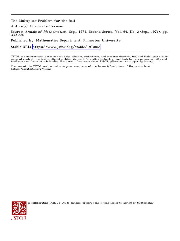Multiplier Problem for the Ball | PDF | Interval (Mathematics) | Conjecture