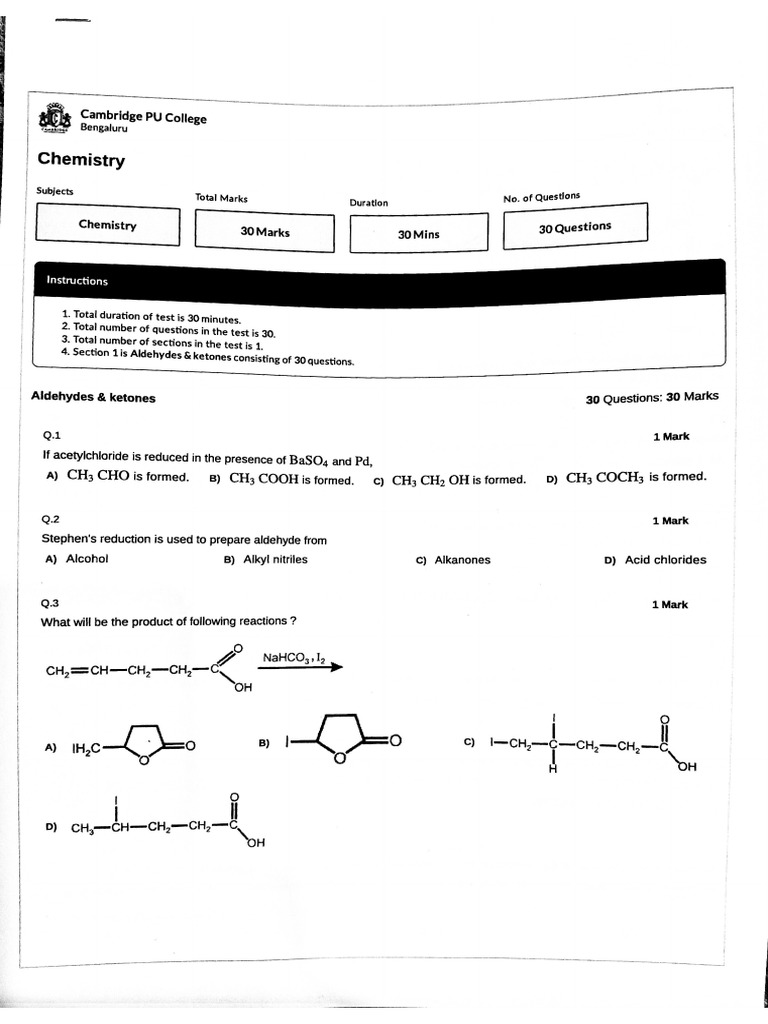 Chemistry Worksheet | PDF