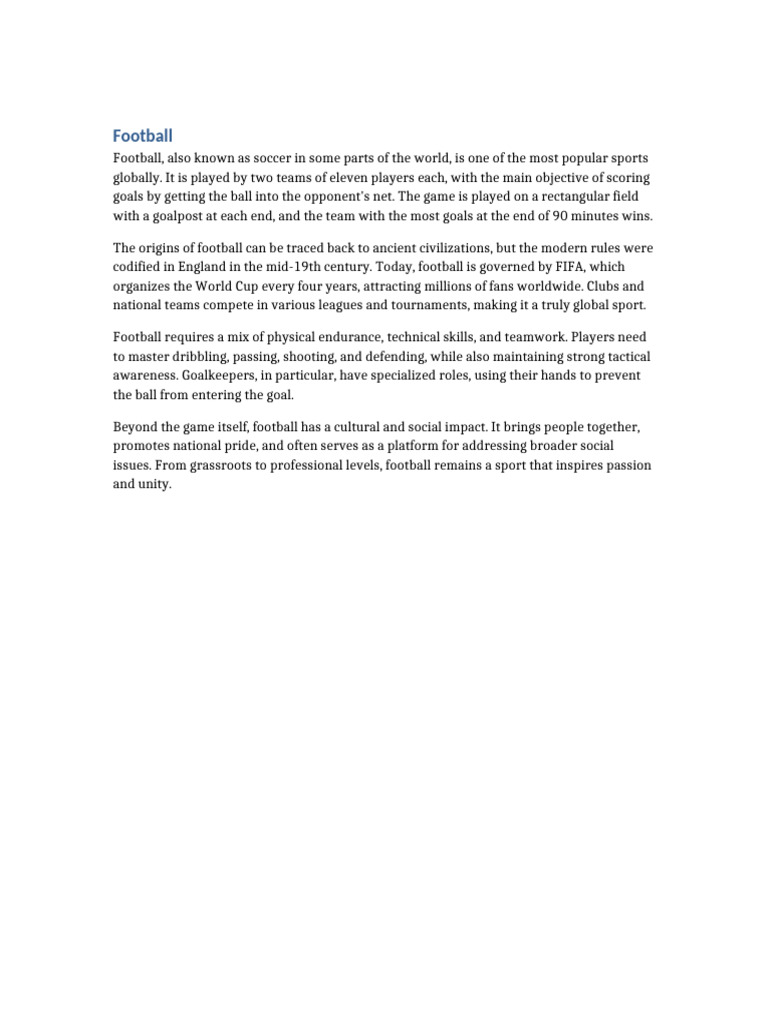 Understanding Football: Rules and Impact | PDF
