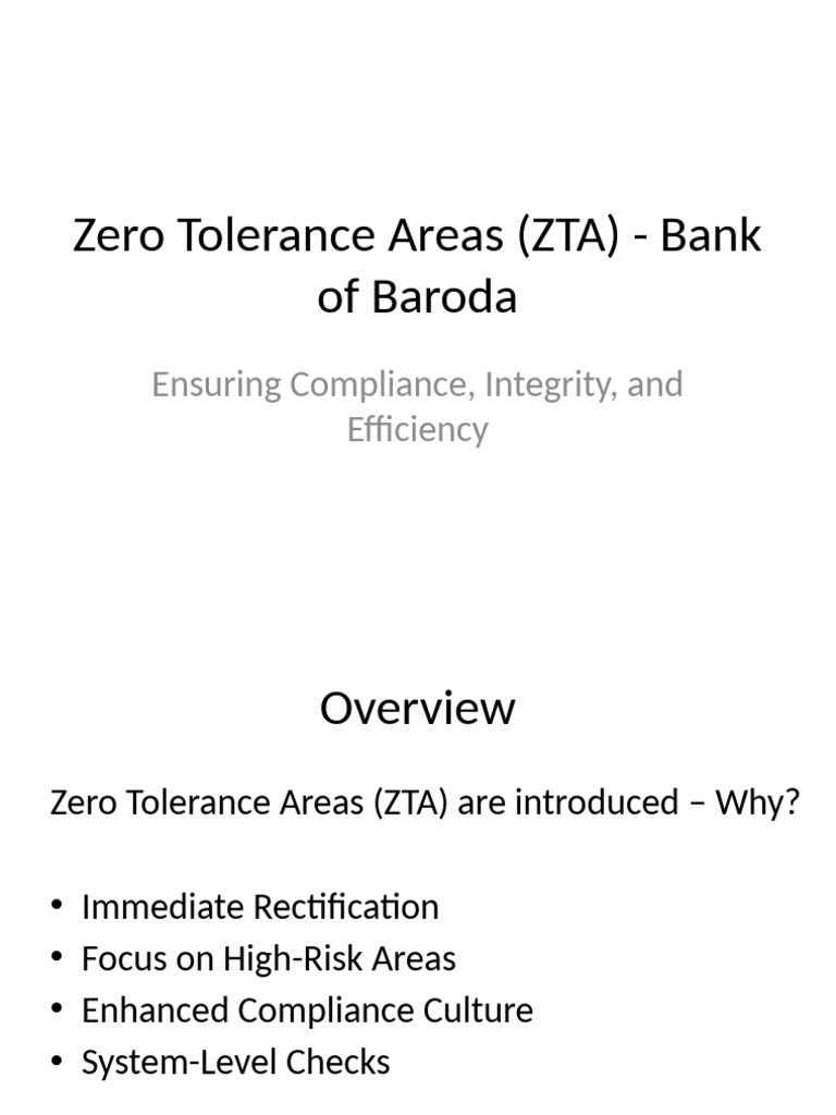 Zero Tolerance Parameter 4 Overview | PDF | Banks | Regulatory Compliance